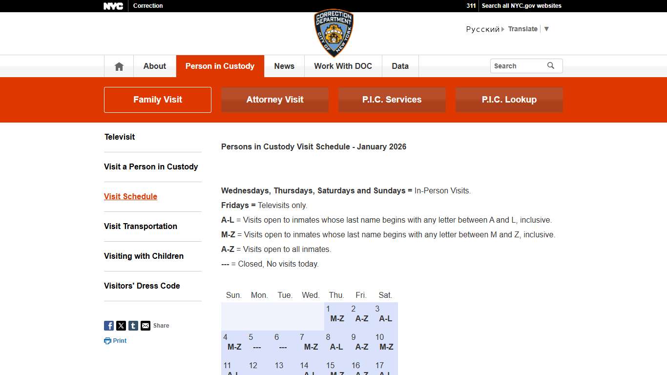 Visiting Schedule - DOC